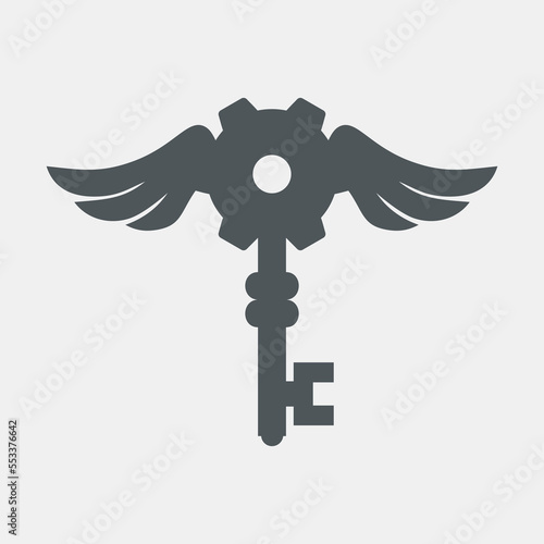 Steampunk mechanical wing quality vector illustration cut photo