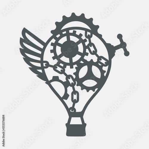 Steam punk balloon vector illustration cut