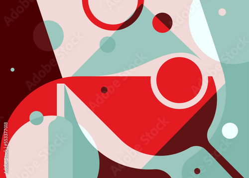 Abstract banner with wine glass. Placard design in flat style.