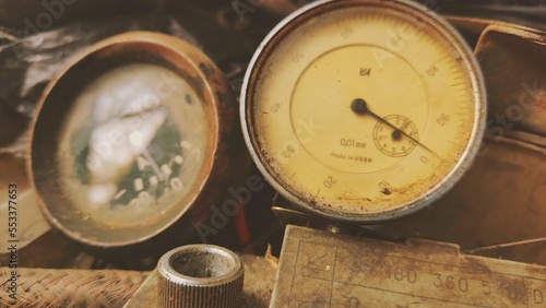 old antique clock Monometer voltmeter dial rarity 