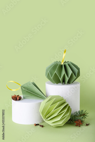 Podiums with paper Christma...