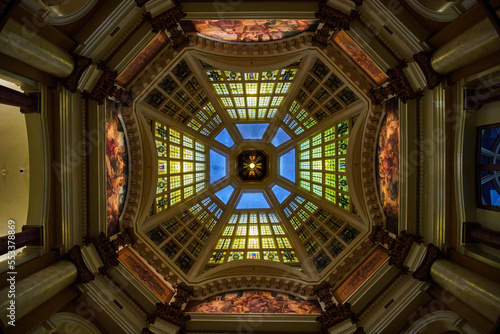 Bloomington Indiana interior courthouse stained glass ceiling