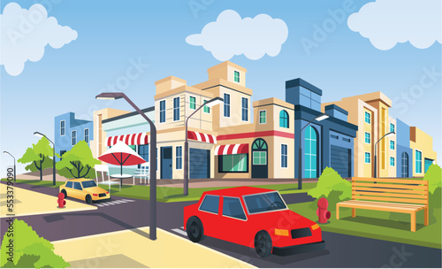 flat isometric vector illustration road and car city