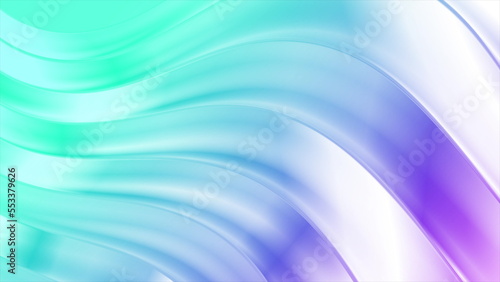 Cyan and violet glossy waves abstract background