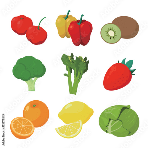 Vector illustration of food containing vitamin C.