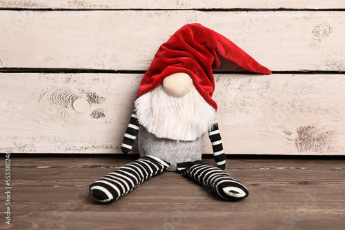 Funny Christmas gnome on wo...