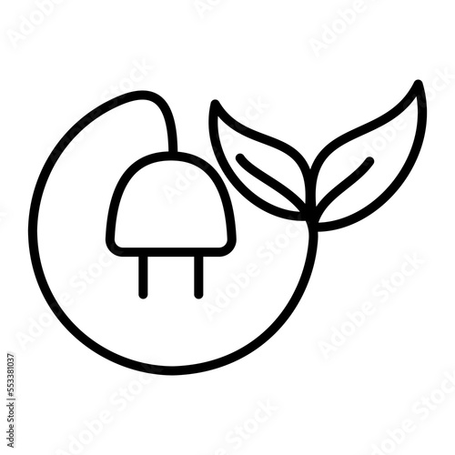 Eco green electric plug icon symbol design vector with leaf shape stock illustration