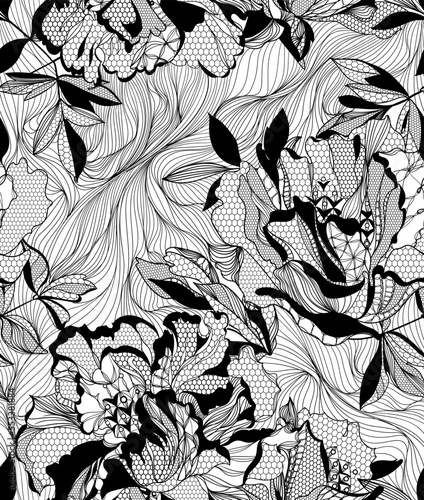 vector floral lace seamless pattern