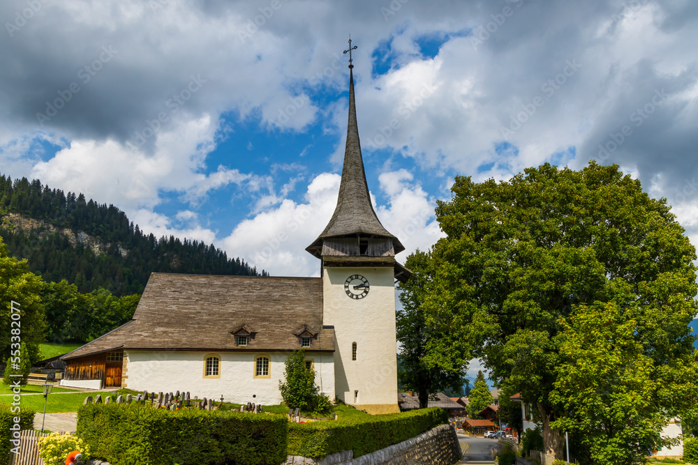 Church in Gsteig bei Gstaad, district Obersimmental-Saanen administrative district, Oberland administrative region, Switzerland