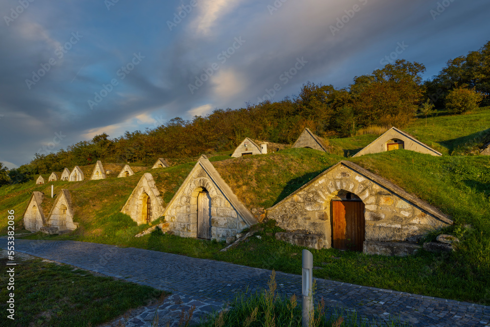 Autumnal Gombos-hegyi pincesor in Hercegkut, UNESCO site, Great Plain, North Hungary