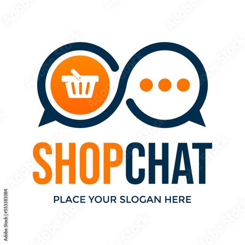 Shopping chat vector logo template