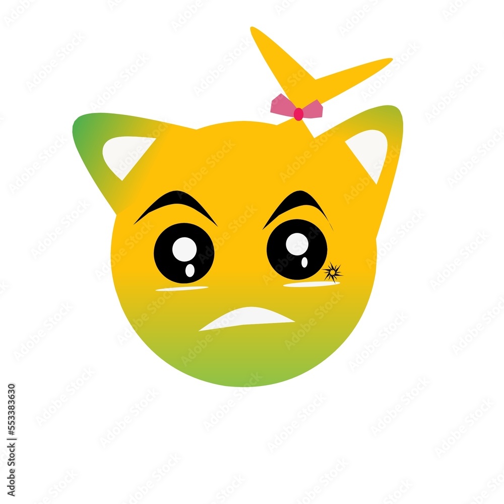  Yellow cartoon character with cute shy smile suitable for show your emotion 