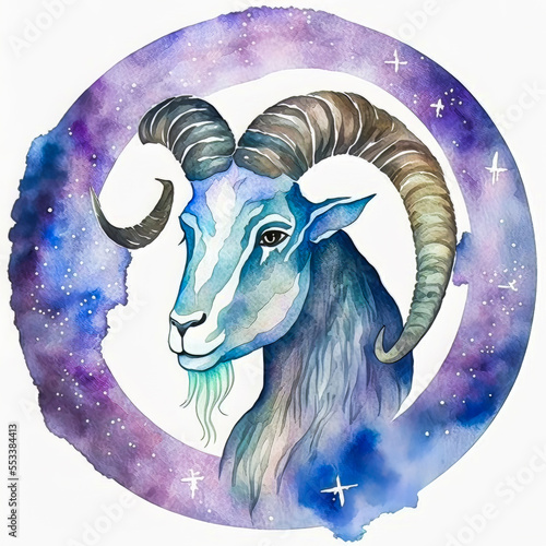A subtle circular pattern filled with soft pastel colors featuring the astrological sign Capricorn on a white background. Ideal for horoscopes and astrological divination.
