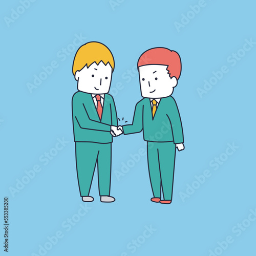 握手を交わすビジネスマンのイラスト素材｜mayucolor09