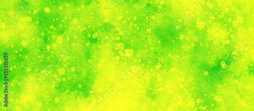 Abstract soft and light glowing green texture with bubble, green grunge texture with small particles, green grunge watercolor background with bokeh. 