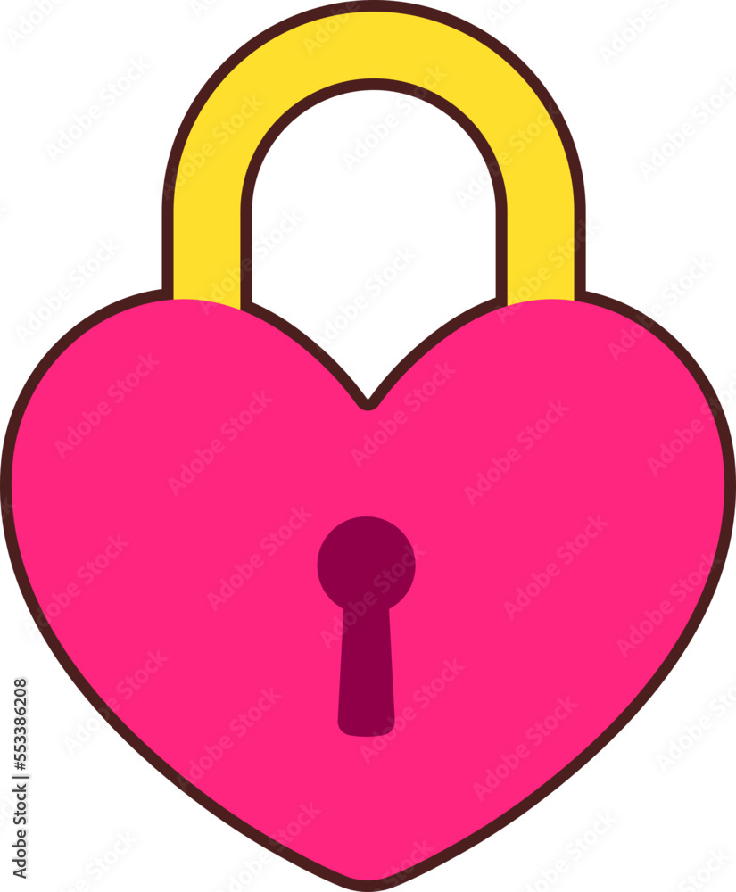 Locker Heart Icon Elements Flat sticker black Style Locker Heart Icon Elements Flat sticker black Style