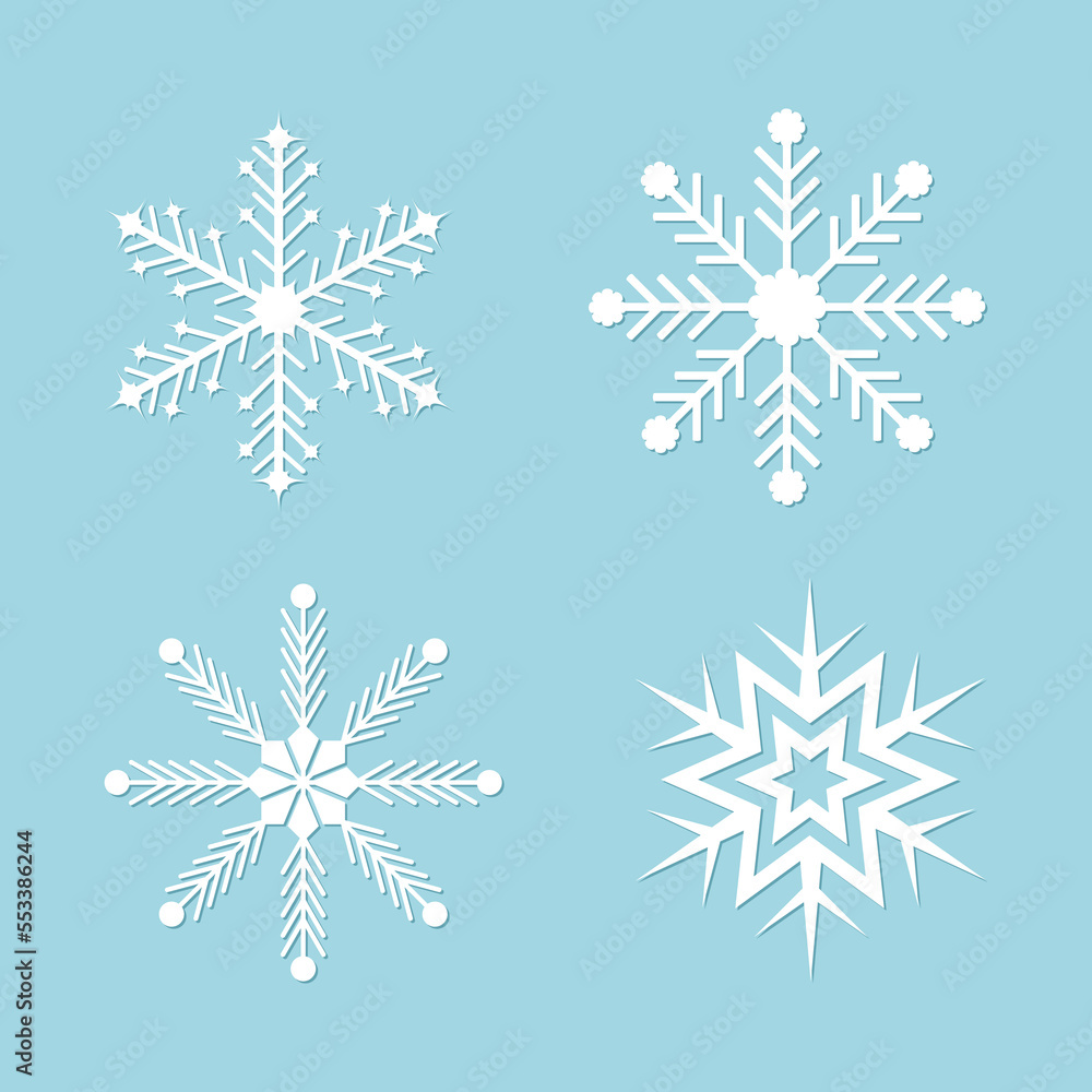 Snowflake icon vector isolated on blue background Snowflake icon vector isolated on blue background