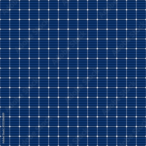 Solar panel grid seamless pattern. Sun electric battery texture. Solar cell pattern. Sun energy battery panel seamless background. Alternative energy source. Vector illustration on blue background.