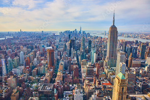 Photography Stunning New York City Manhattan view from above overlooking entire city with Em