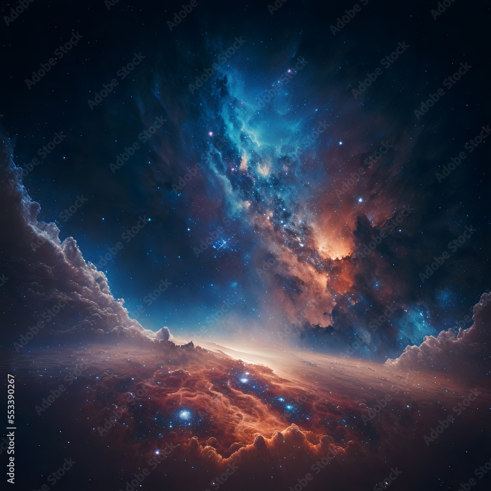 Space galaxy background with planets and stars