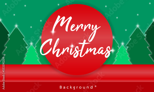 Christmas banner red tablecloth product display with copy space and gift box decorate