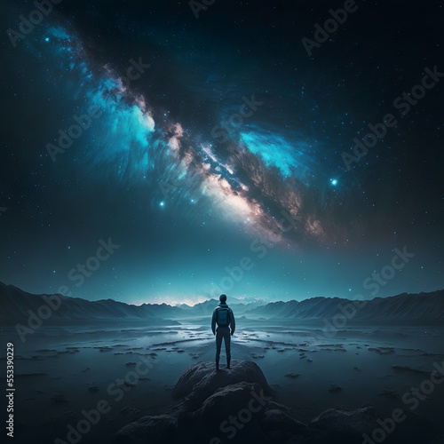 Space galaxy background with planets and stars