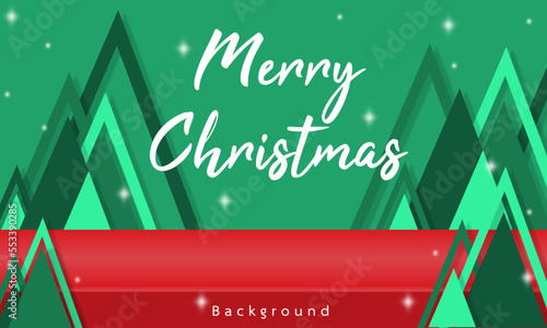Christmas banner red tablecloth product display with copy space and gift box decorate