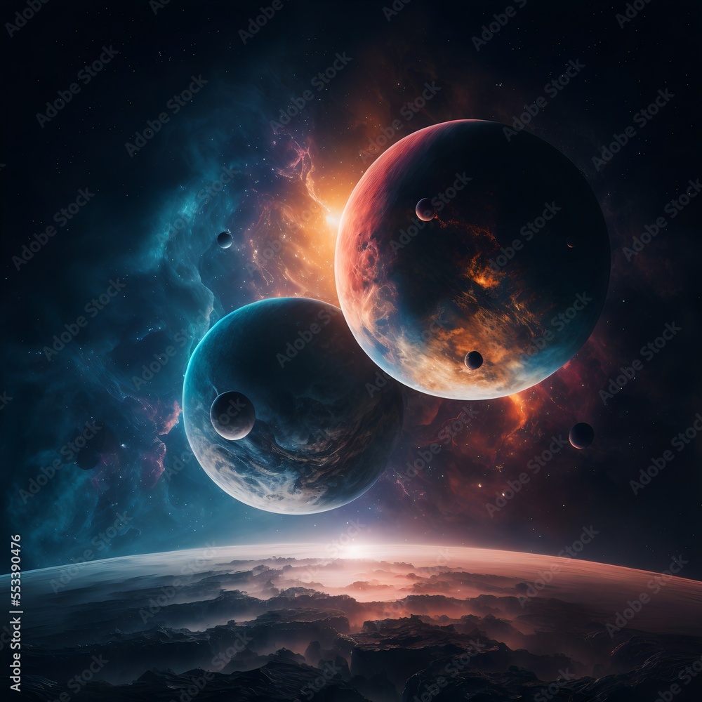 Obraz premium Space galaxy background with planets and stars