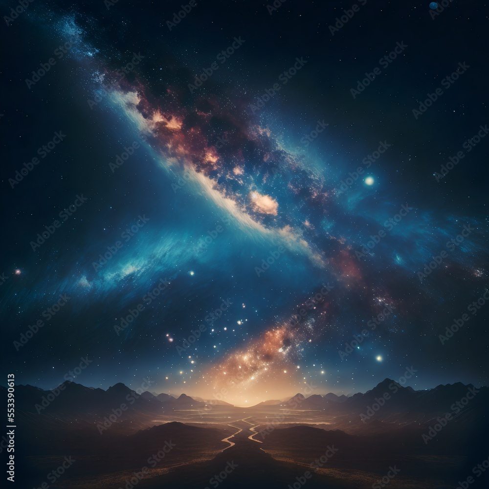 Fototapeta premium Space galaxy background with planets and stars