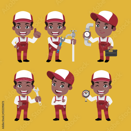 Set of plumber with different poses