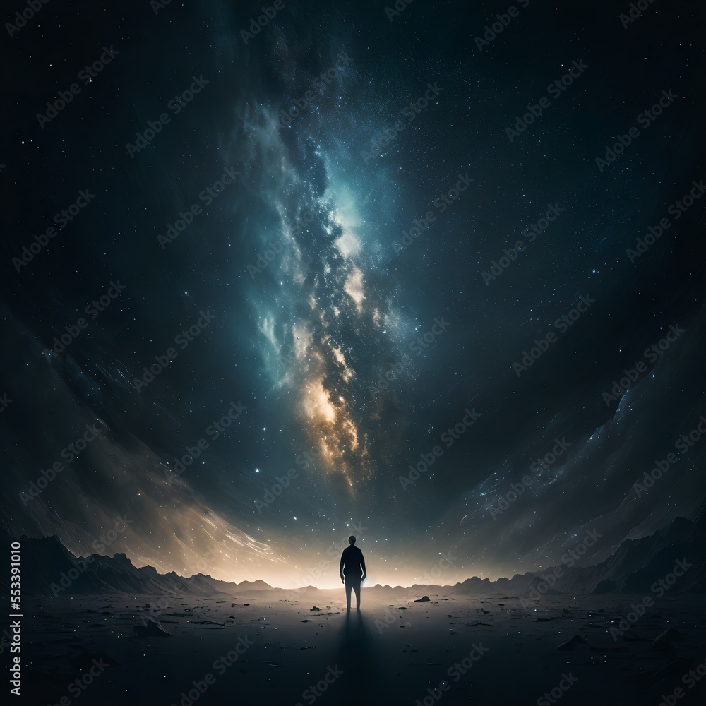 Fototapeta premium Space galaxy background with planets and stars