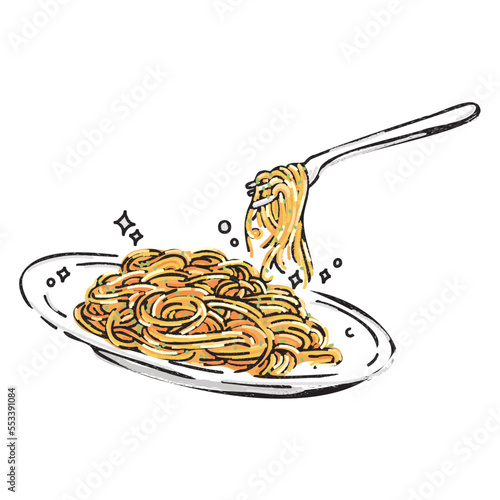 spaghetti dish hand drawn painting style vector illustration