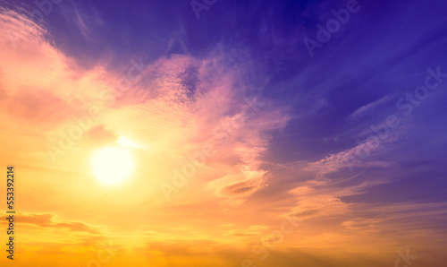 Colorful cloudy sky at sunset. Diagonal gradient color. Sky texture. Abstract nature background © vvvita