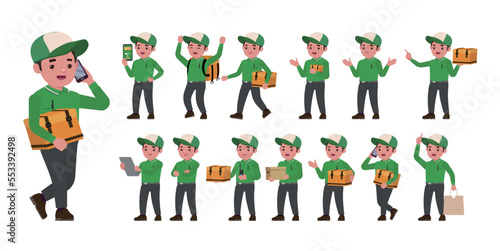 Delivery staff with different poses