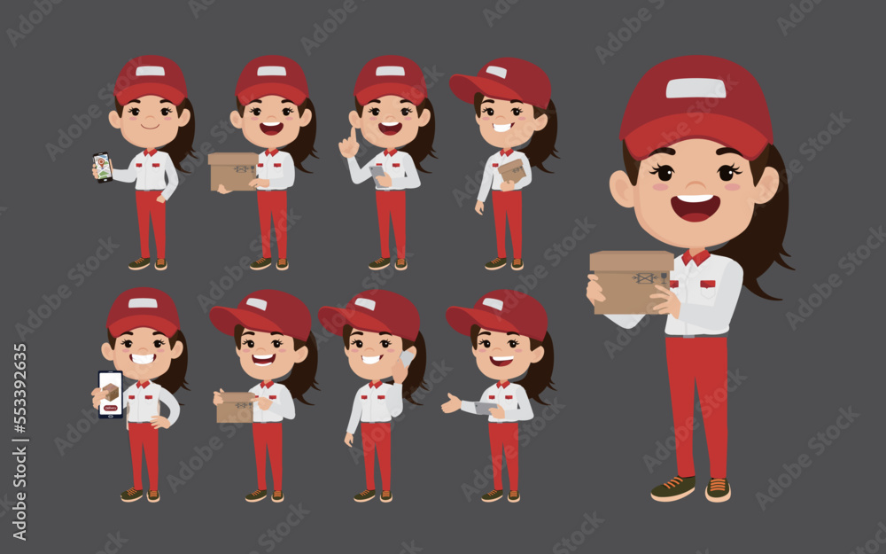 Delivery staff with different poses Delivery staff with different poses