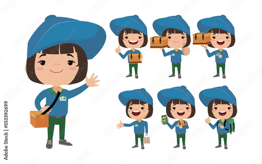 Delivery staff with different poses
