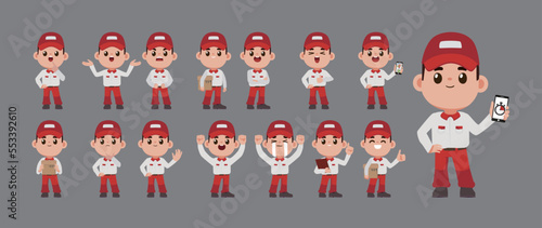 Delivery staff with different poses