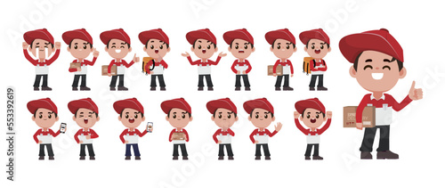 Delivery staff with different poses