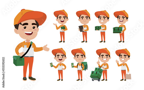 Delivery staff with different poses