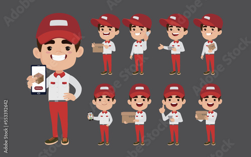 Delivery staff with different poses