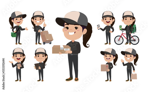 Delivery staff with different poses
