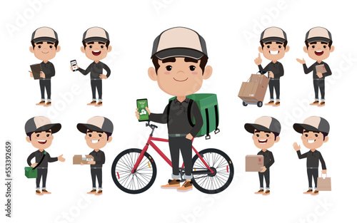 Delivery staff with different poses