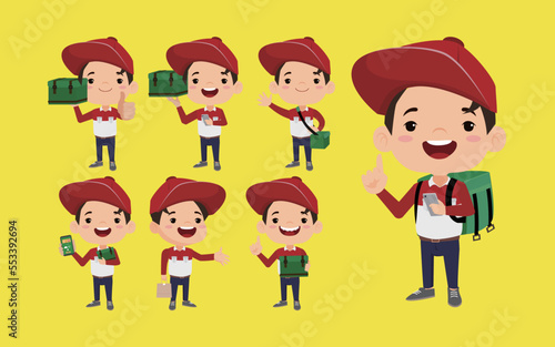 Delivery staff with different poses