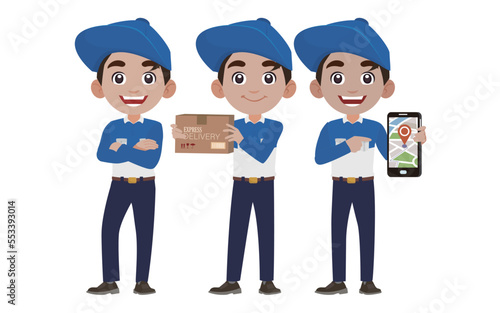 Delivery staff with different poses