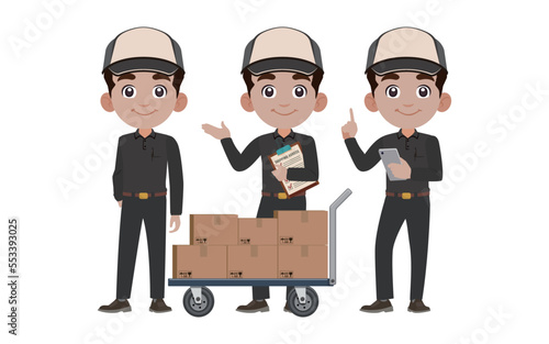 Delivery staff with different poses