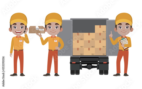 Delivery staff with different poses