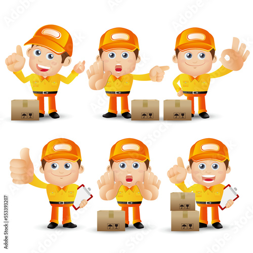 Delivery staff with different poses