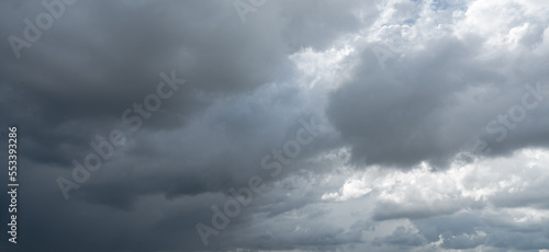 Overcast sky. Dramatic gray sky and dark clouds before rain in rainy season. Cloudy and moody sky. Storm sky. Gloomy and moody background. Overcast clouds. Sad, lonely, and death abstract background.