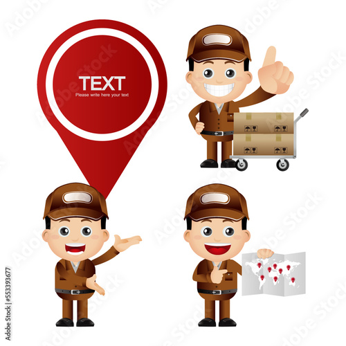 Delivery staff with different poses
