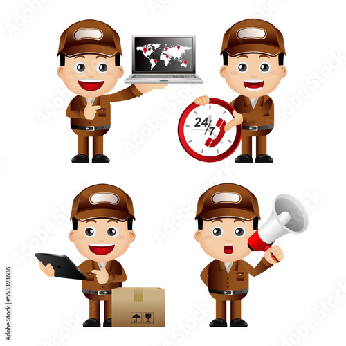 Delivery staff with different poses